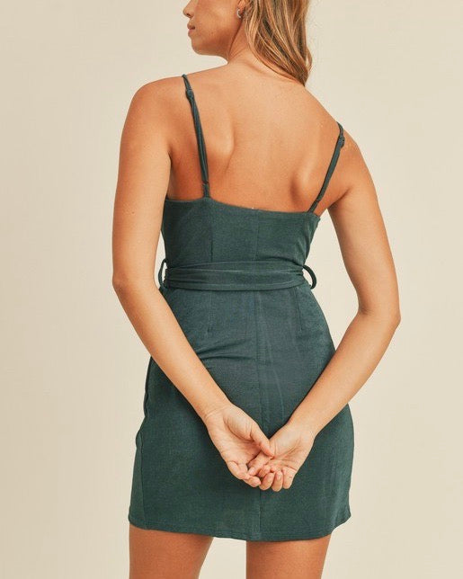 CowlNeckBodyConSlinkyMiniDressinTEAL3